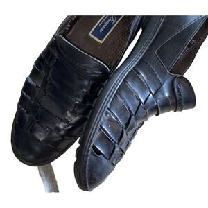 🔥 Bragano Mens Woven Black Leather Size 11 Shoes Italy Hans Cole Loafers